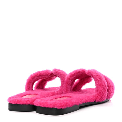 Hermes Woolskin Oran Sandals 38 Rose Fuchsia 3 of 4