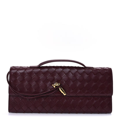 Bottega Veneta Nappa Intrecciato Long Andiamo Top Handle Clutch Barolo 1 of 9