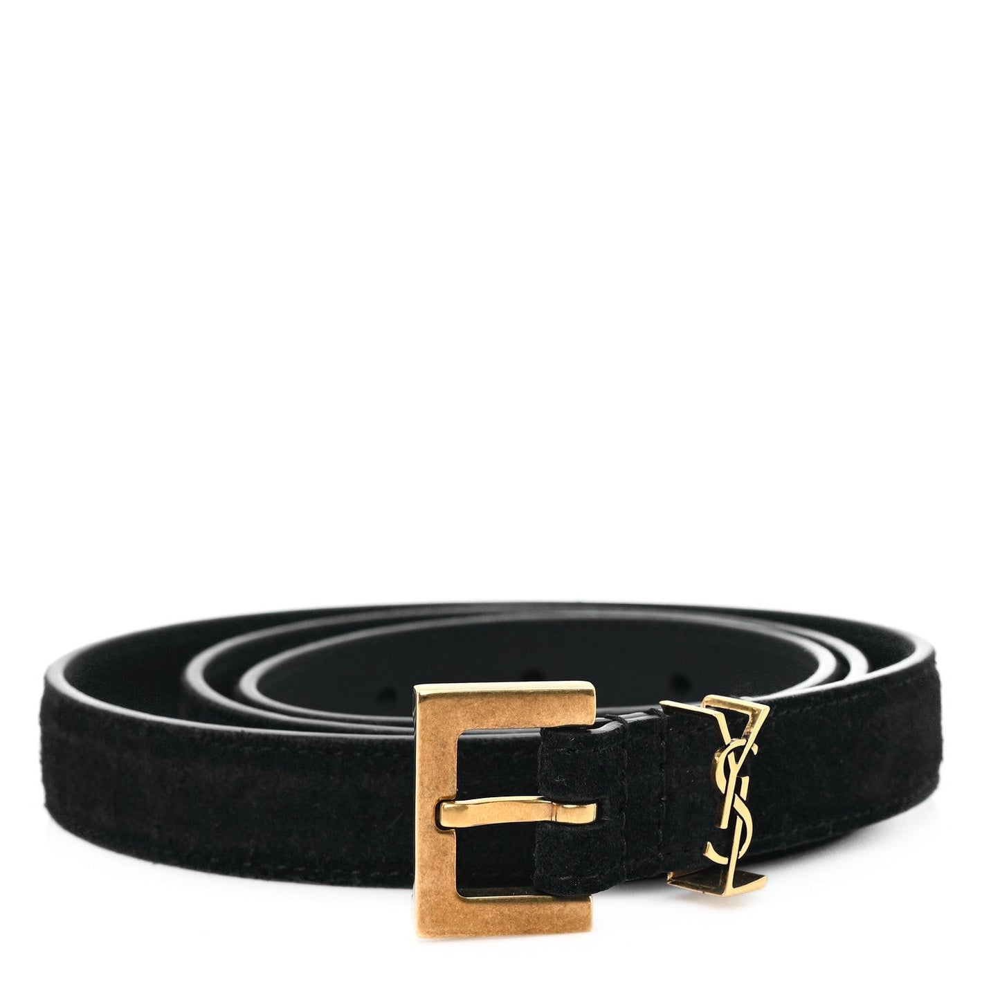 Suede Calfskin Monogram Square Buckle Belt 85 34 Black