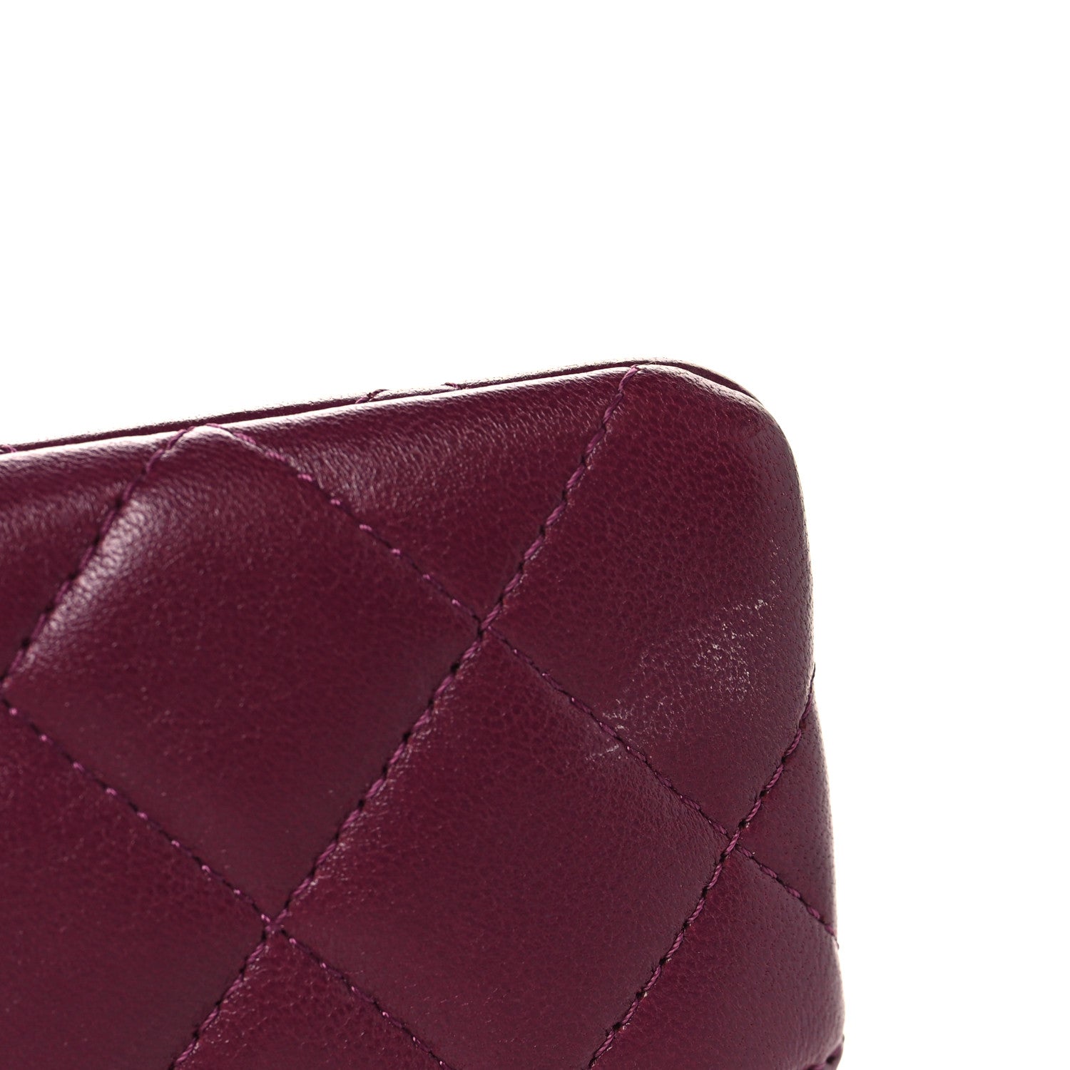 Chanel Lambskin Quilted Zip Card Holder Wallet Dark Purple 8 of 9