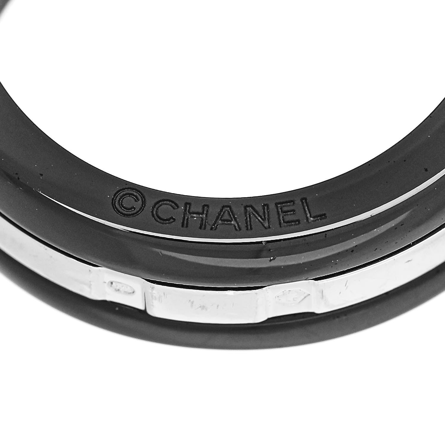 Chanel 18K White Gold Diamond Black Ceramic Medium Ultra Ring 54 6.75 4 of 5