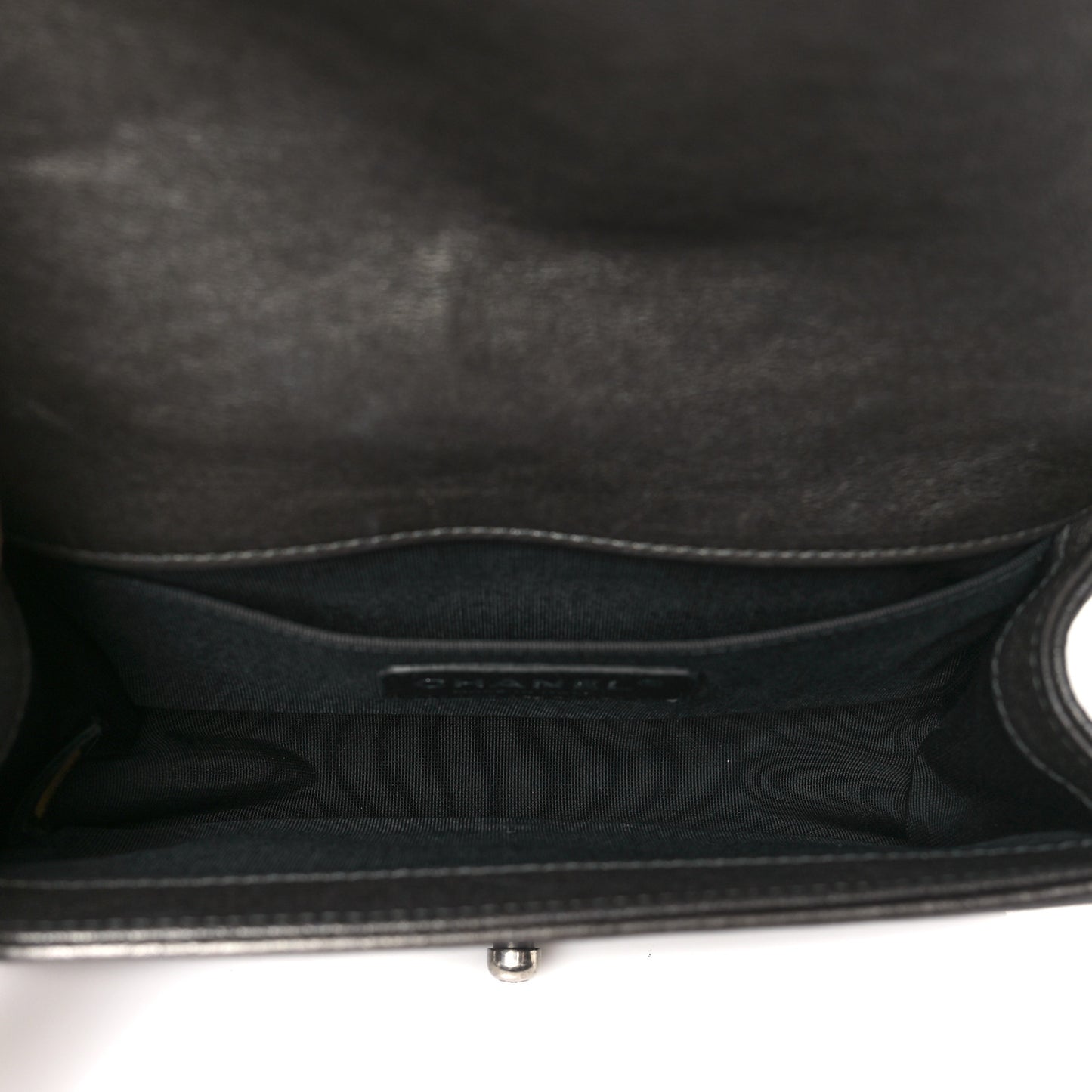 Lambskin Quilted Small Chain Mail Boy Flap Grey