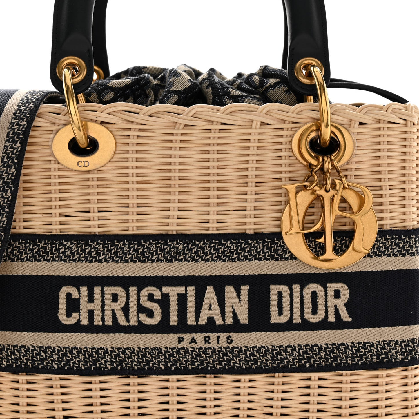 Wicker Oblique Medium Lady Dior Bag Blue
