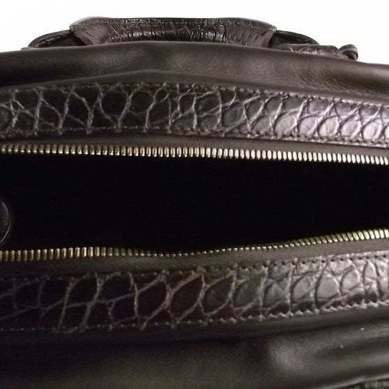 Celine Crocodile Embossed Leather Trunkette Bag Chocolate Brown 6 of 8