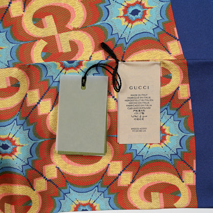 Gucci Silk Twill Sr Chocy Scarf Light Brown Yellow 8 of 10