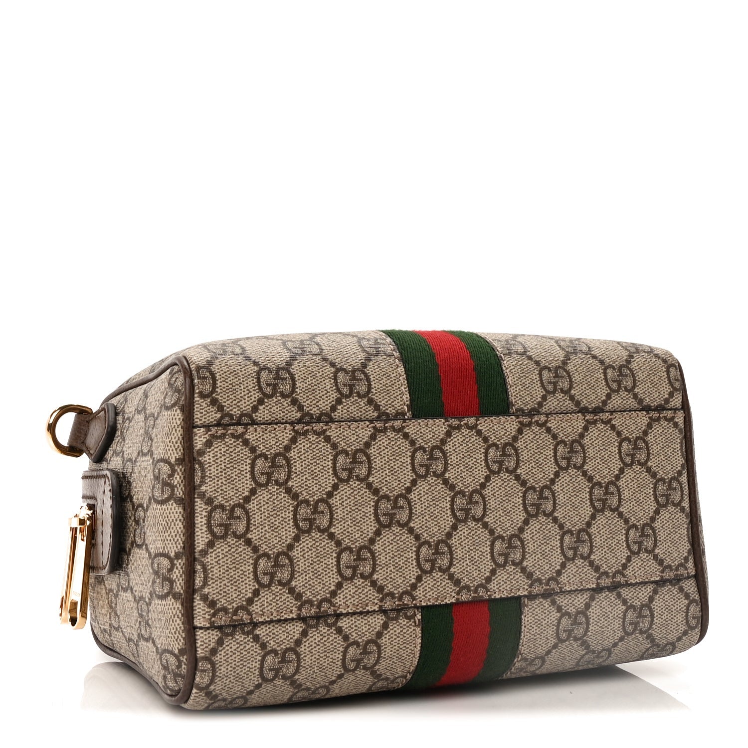 Gucci GG Supreme Monogram Textured Dollar Calfskin Web Mini Ophidia Top Handle Bag Beige Ebony New Acero 4 of 9