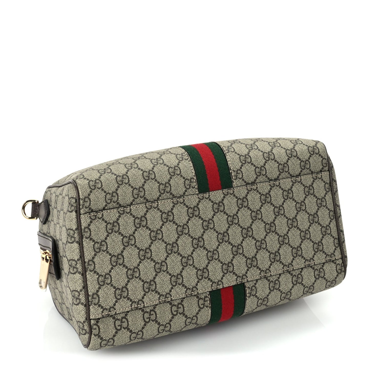 GG Supreme Monogram Web Large Ophidia Boston Bag Beige Ebony Beige Ebony