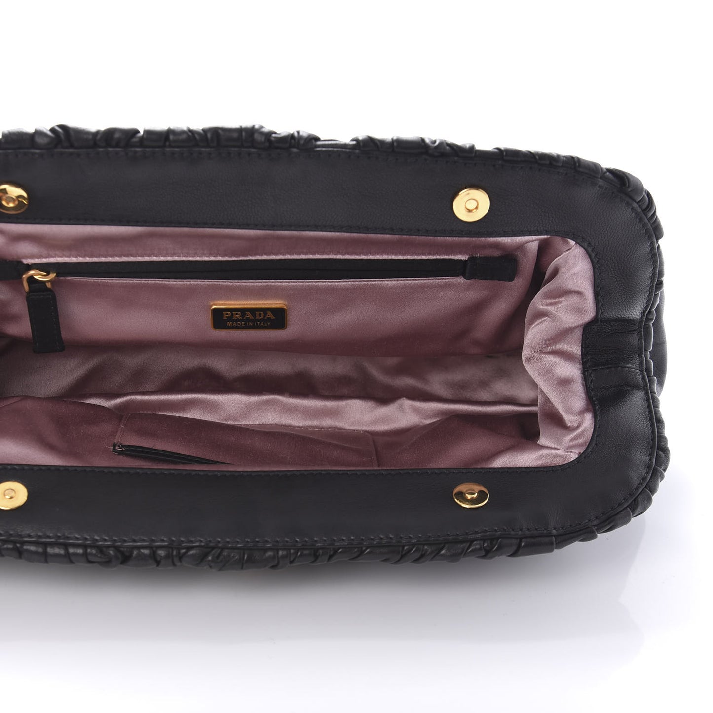 Nappa Pleated Pochette Clutch Black