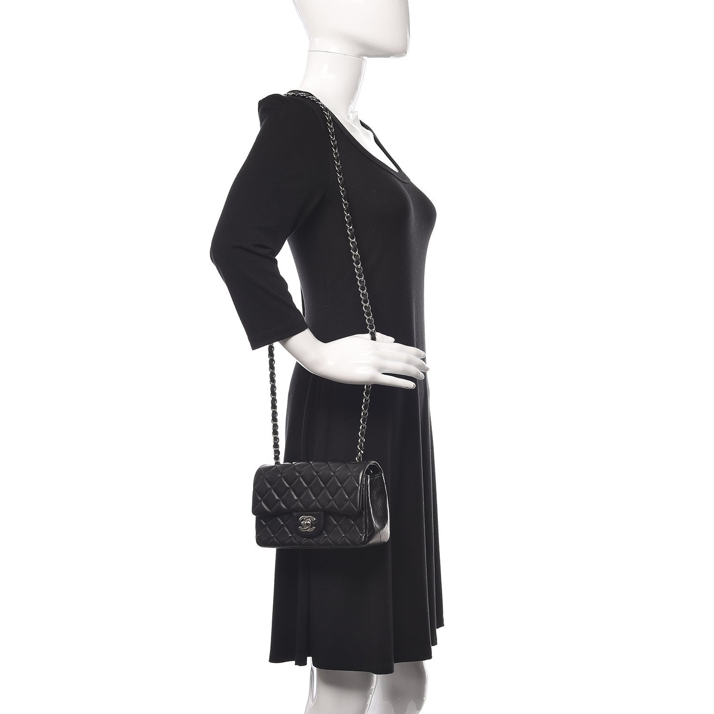 Lambskin Quilted Mini Rectangular Flap Black