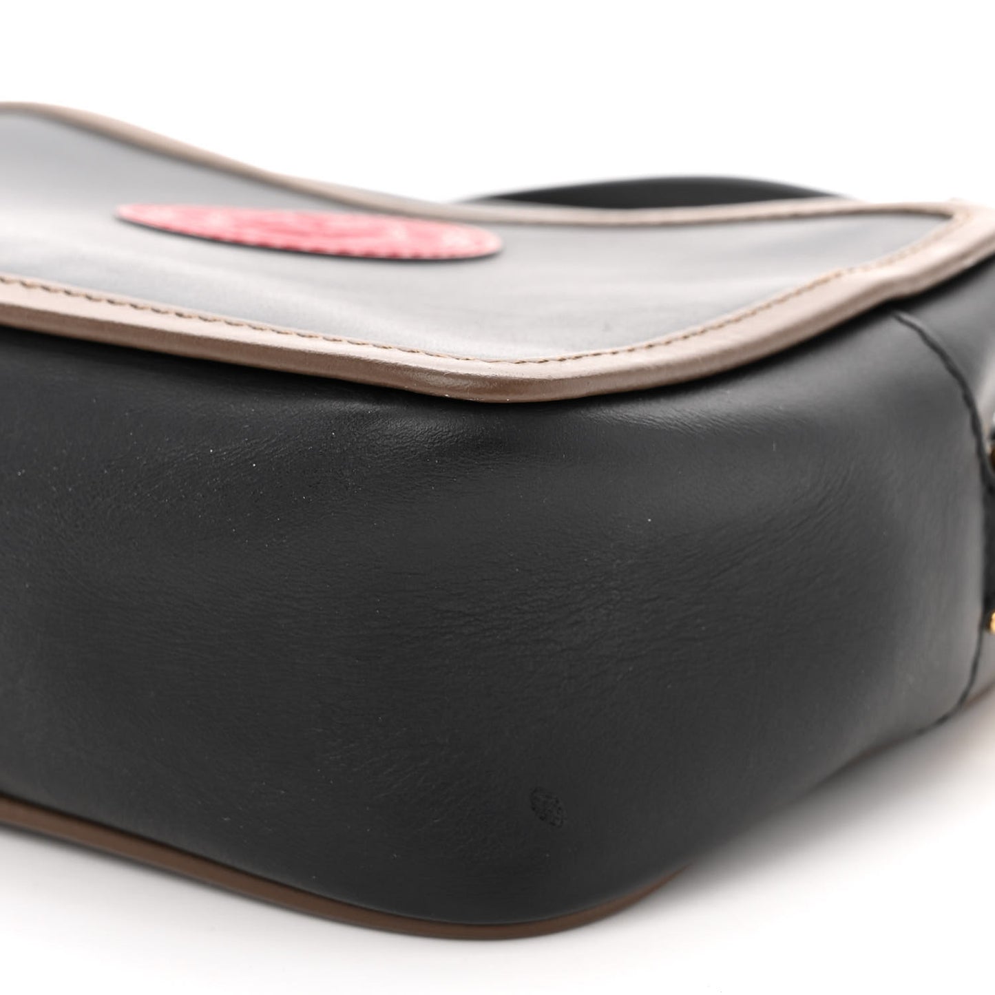 Vitello Century Matte Stamp Patch Bi-Color Mini Camera Case Black Maya Fragola