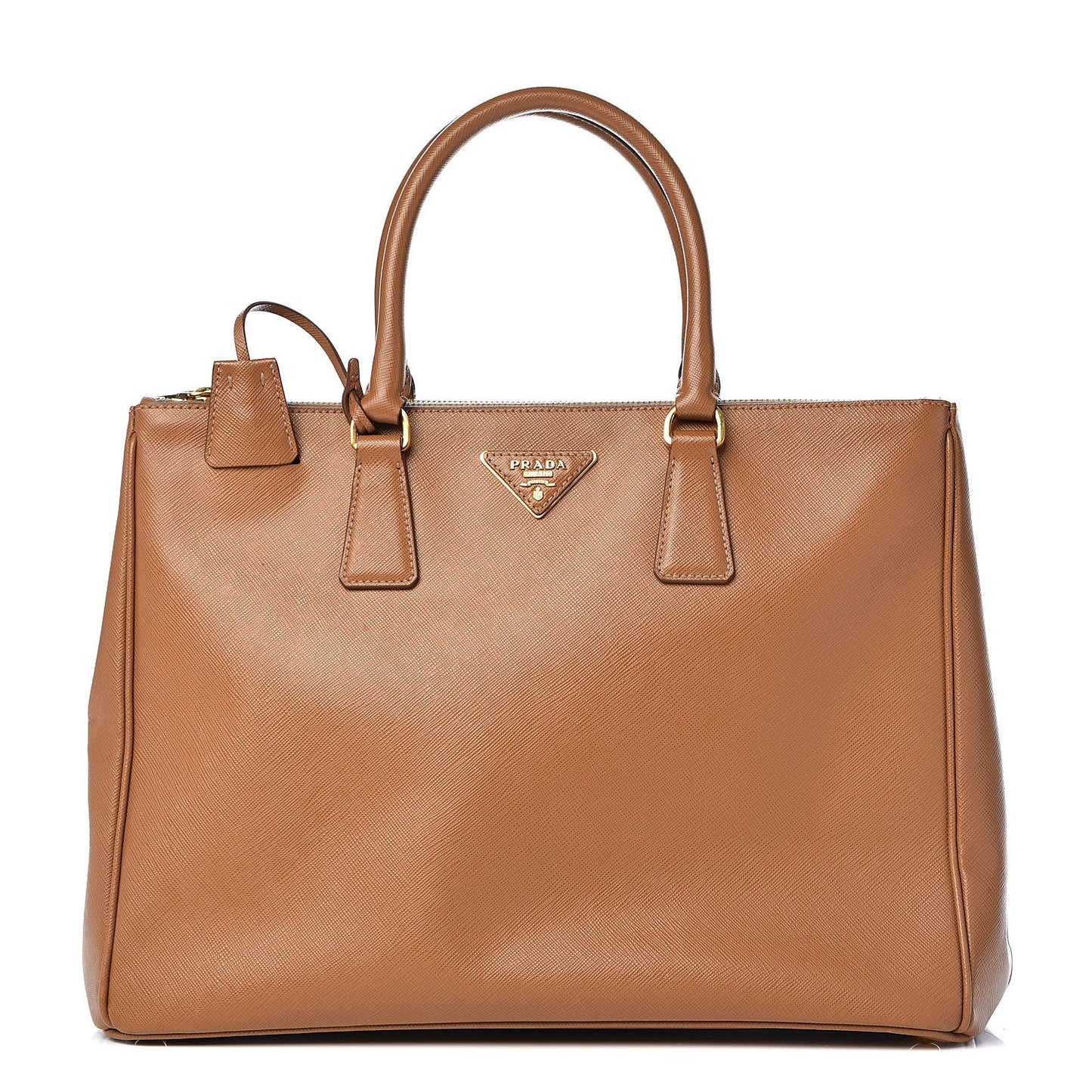 Saffiano Lux Large Galleria Double Zip Tote Caramel