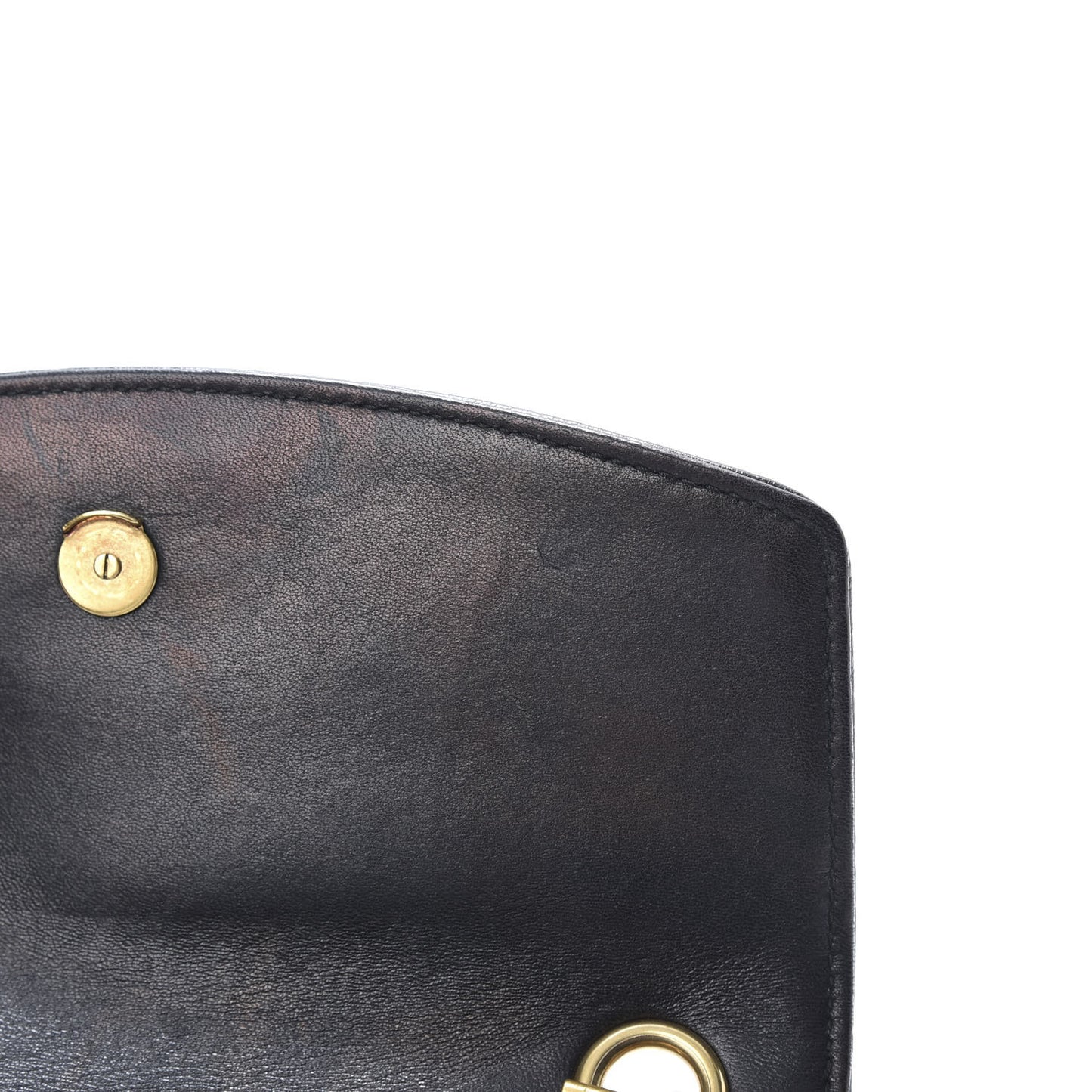 Shiny Goatskin Logo Embossed BB Chain Wallet Black