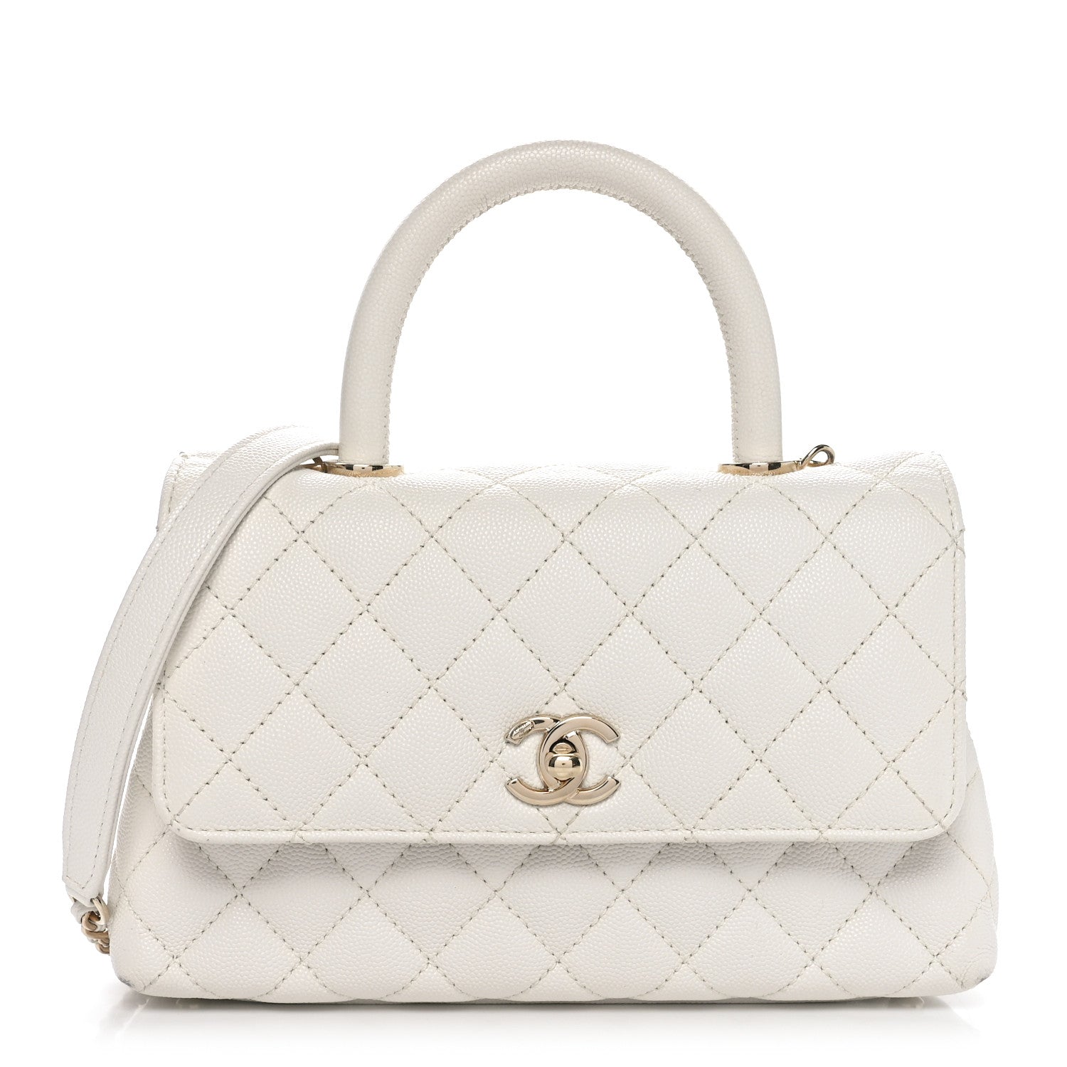 Chanel Caviar Quilted Mini Coco Handle Flap White 1 of 10