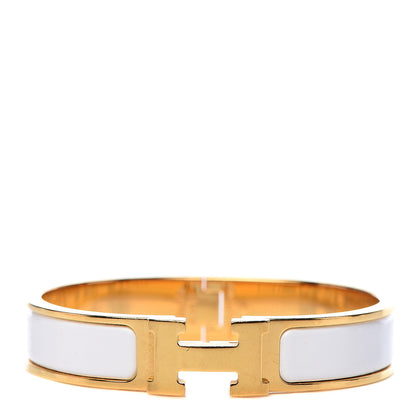 Hermes Enamel Narrow Clic Clac H Bracelet PM White 1 of 5
