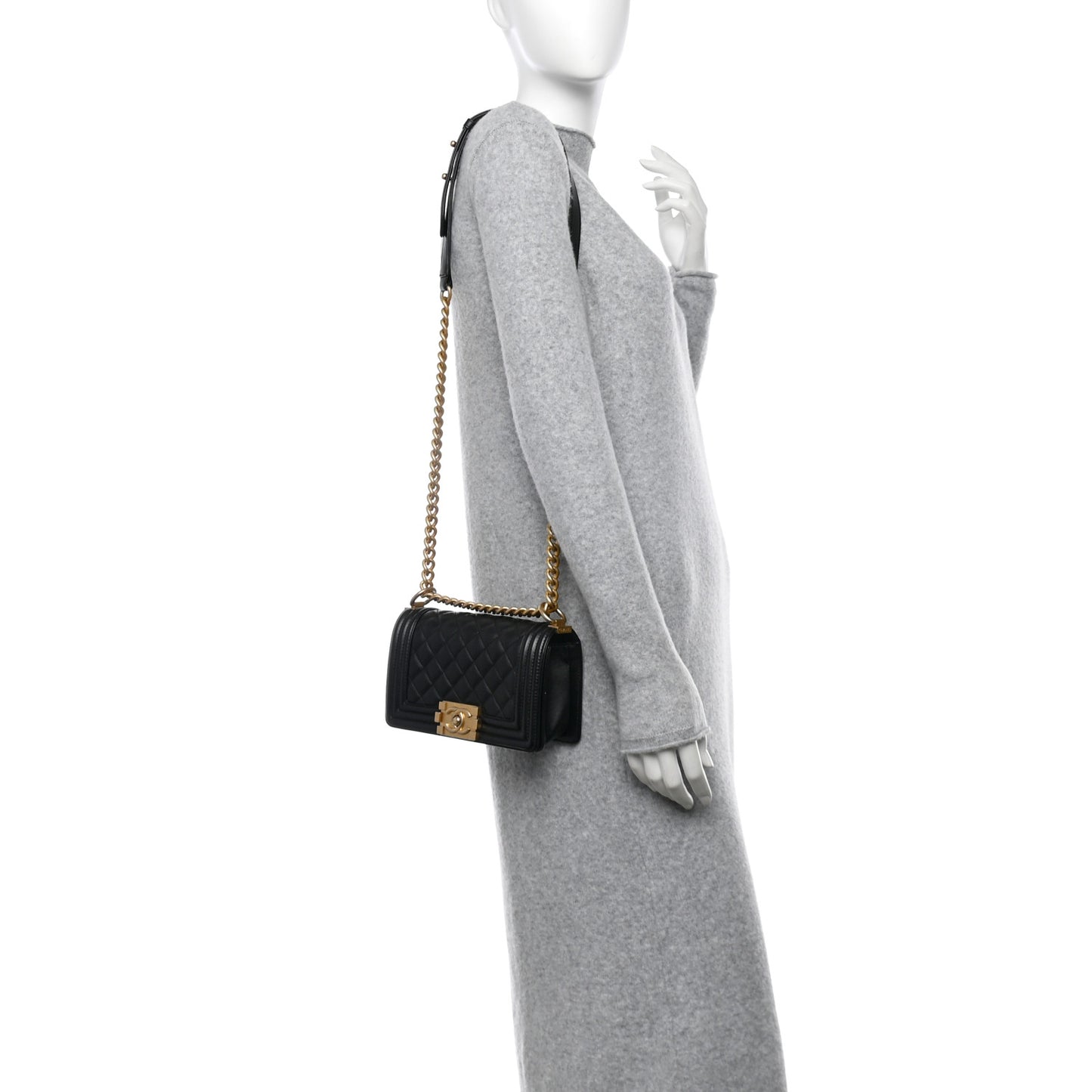 Lambskin Quilted Small Boy Flap Black