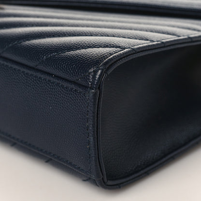 Saint Laurent Grain De Poudre Matelasse Chevron Medium Monogram Satchel Blue 8 of 8