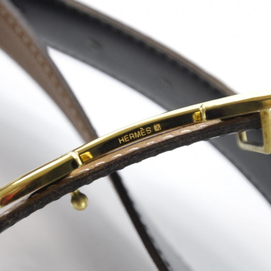 Hermes Leather Reversible H Belt 90 Black Gold 3 of 4