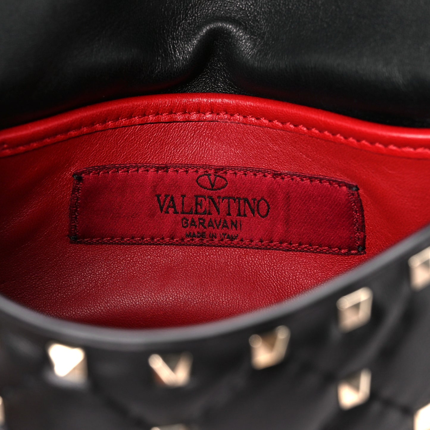 Lambskin Small Rockstud Spike Shoulder Bag Black