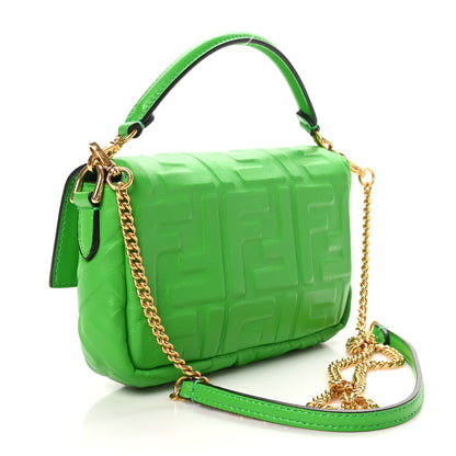 Fendi Nappa FF 1974 Embossed Mini Baguette Tomatillo 3 of 10