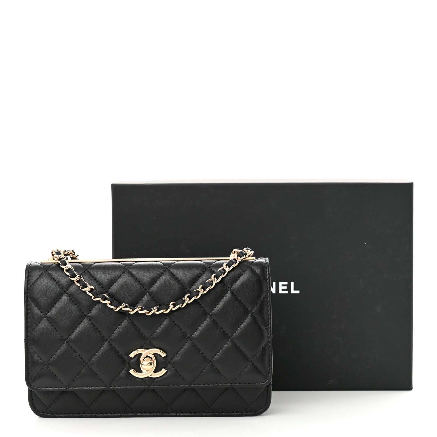Chanel Lambskin Quilted Trendy CC Wallet On Chain WOC Black 13 of 13