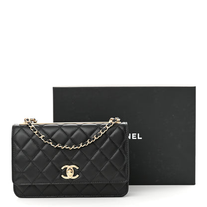 Chanel Lambskin Quilted Trendy CC Wallet On Chain WOC Black 13 of 13
