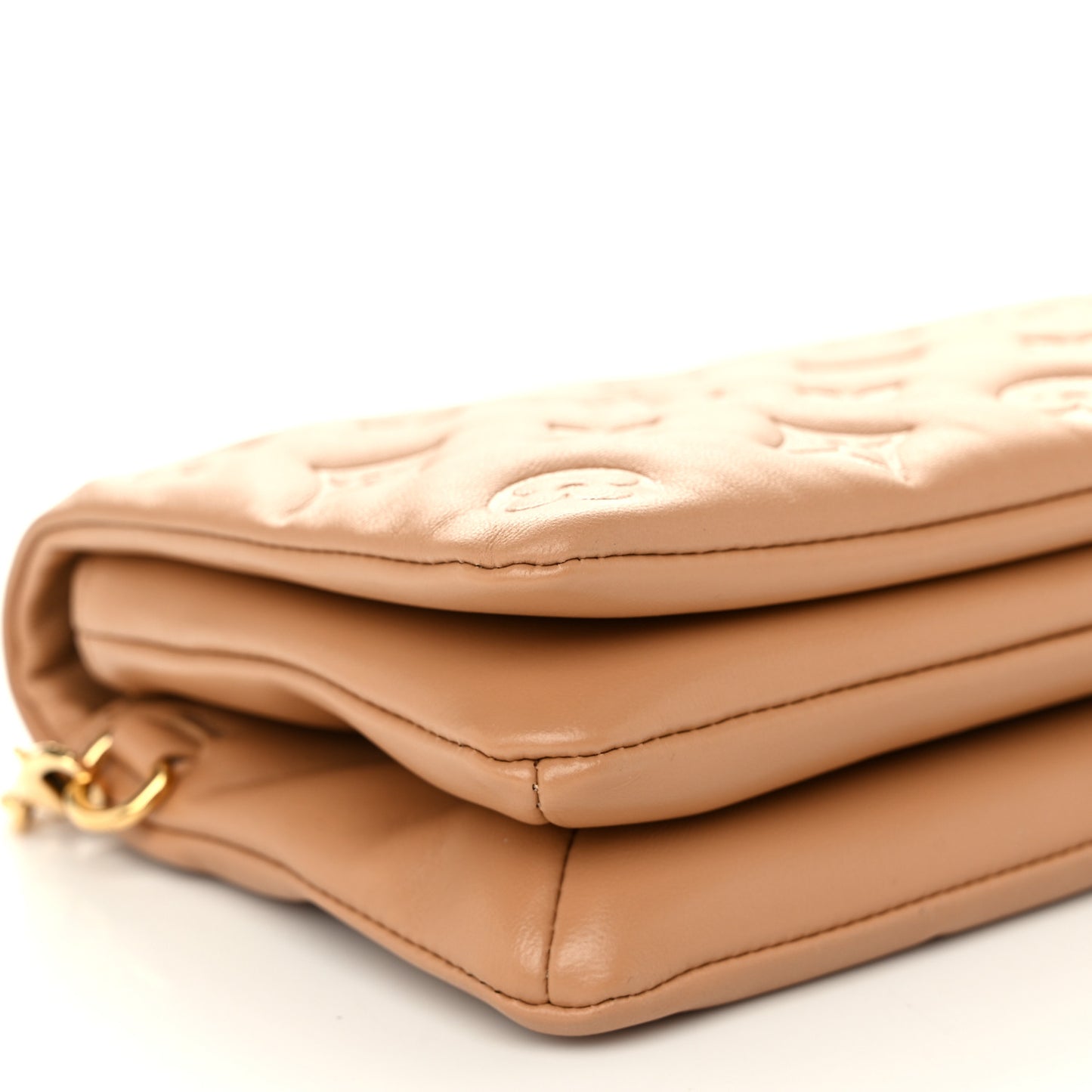 Lambskin Embossed Monogram Pochette Coussin Camel