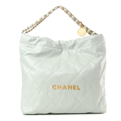 Chanel Shiny Calfskin Quilted Chanel 22 Light Blue 3 of 11