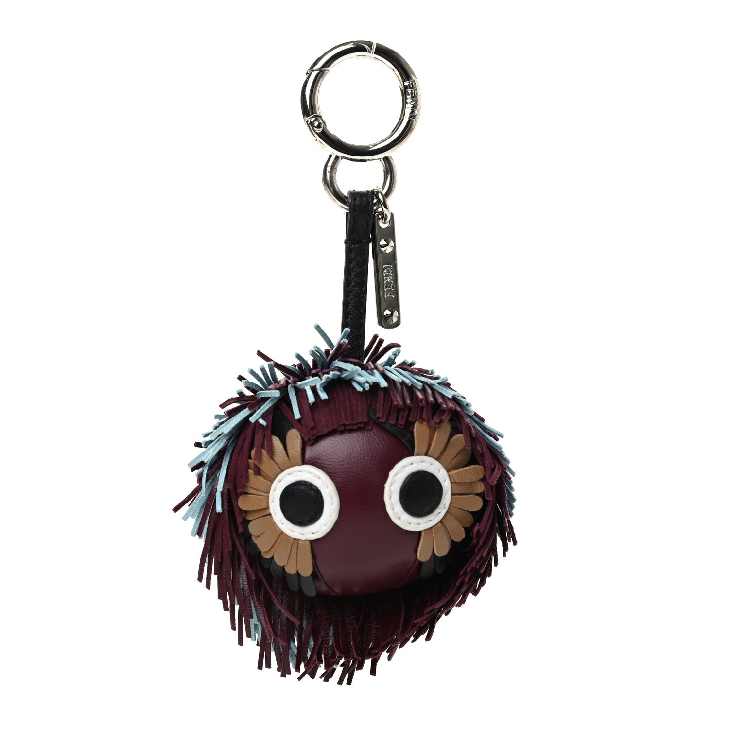 Fendi Shiny Nappa Faces Fringe Bag Bug Charm Bordeaux Multicolor 1 of 3