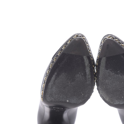 Chanel Lambskin Patent CC Cap Toe Platform Chain Pumps 40 Black 8 of 9