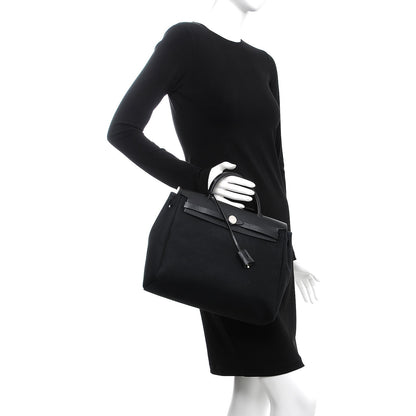 Hermes Military Toile Vache Hunter Herbag PM 31 Black 3 of 12