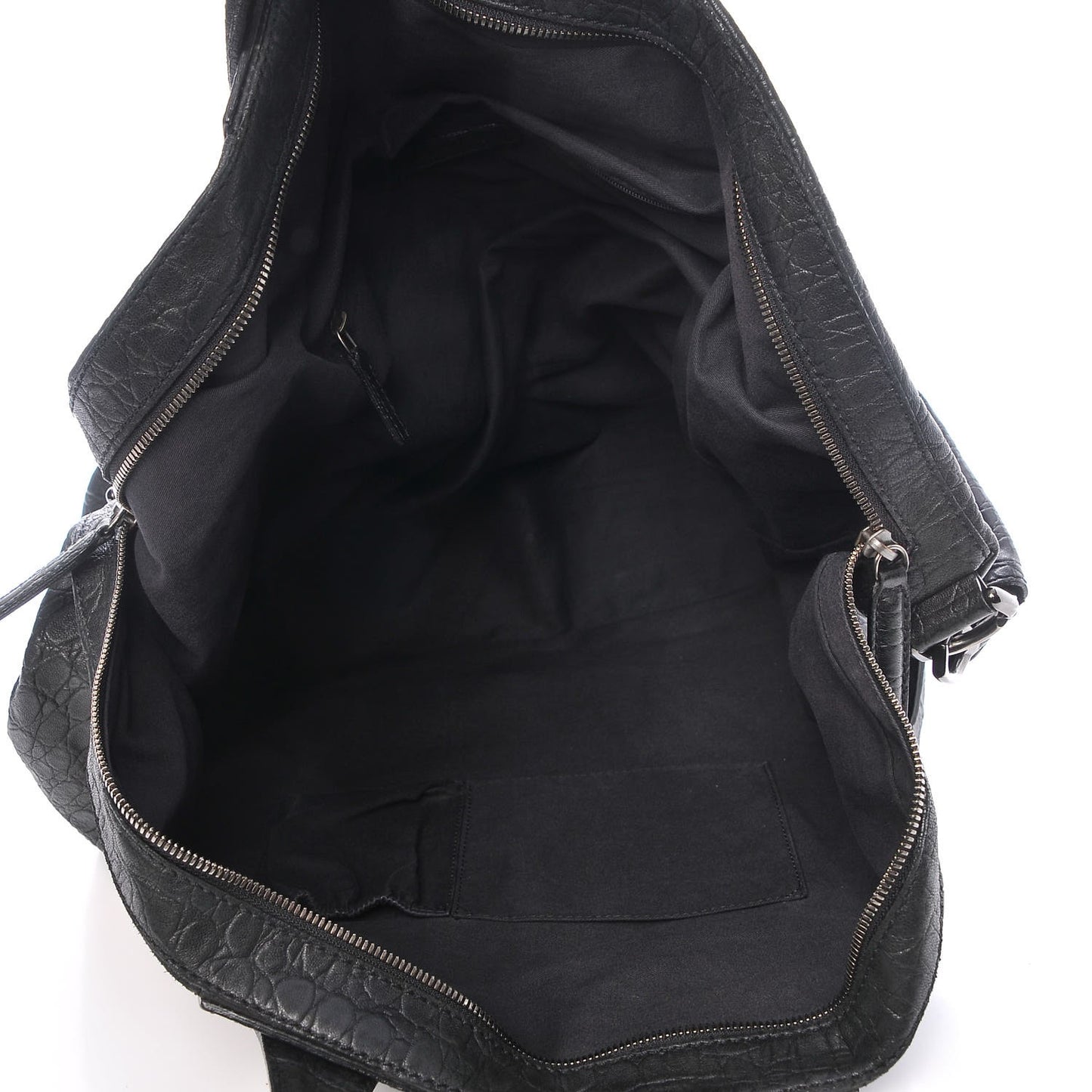 Calfskin Crocodile Embossed Large Nightingale Black