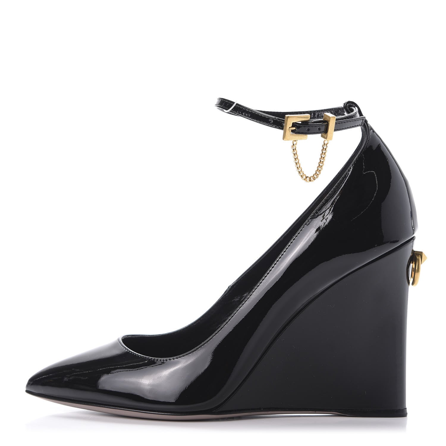 Valentino Garavani Patent Ringstud Wedges 38 Black 1 of 9