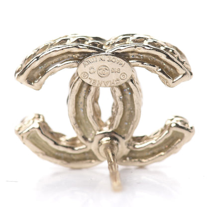 Chanel Crystal Chain CC Earrings Gold 4 of 7