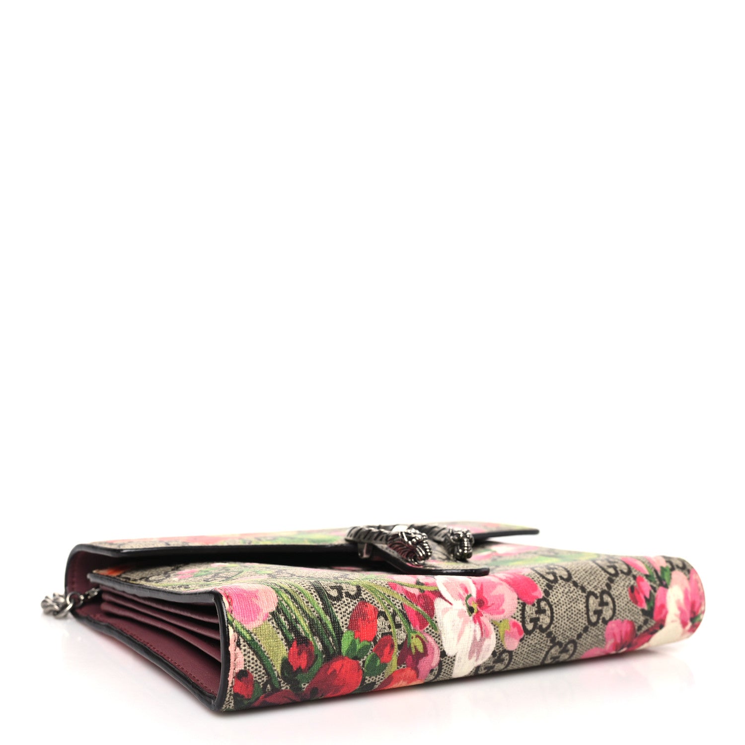 Gucci GG Supreme Monogram Blooms Mini Dionysus Chain Wallet Beige Multicolor Dry Rose 4 of 11