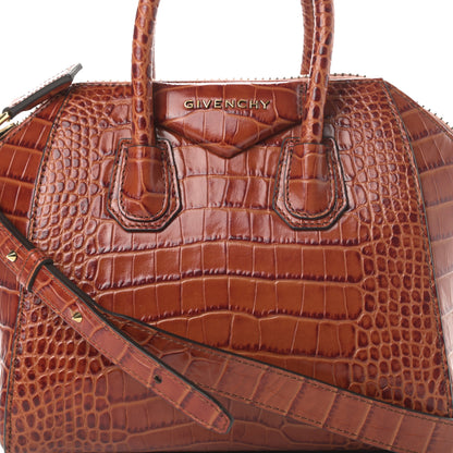 Givenchy Calfskin Crocodile Embossed Mini Antigona Cognac 8 of 10