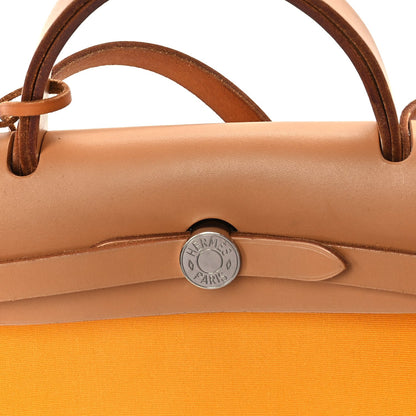 Hermes Toile Officer Vache Hunter Herbag Zip 31 PM Jaune Ambre Natural 8 of 10