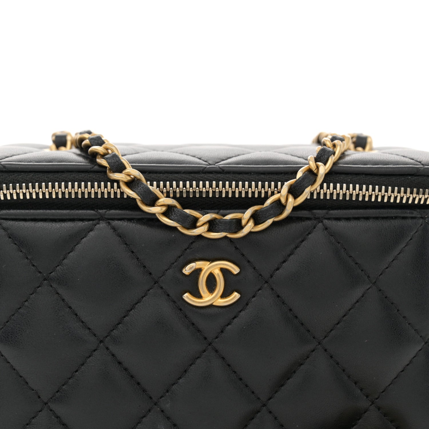 Chanel Lambskin Quilted Pearl Crush Small Vanity Case With Chain Black 8 of 11