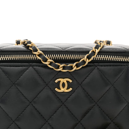 Chanel Lambskin Quilted Pearl Crush Small Vanity Case With Chain Black 8 of 11