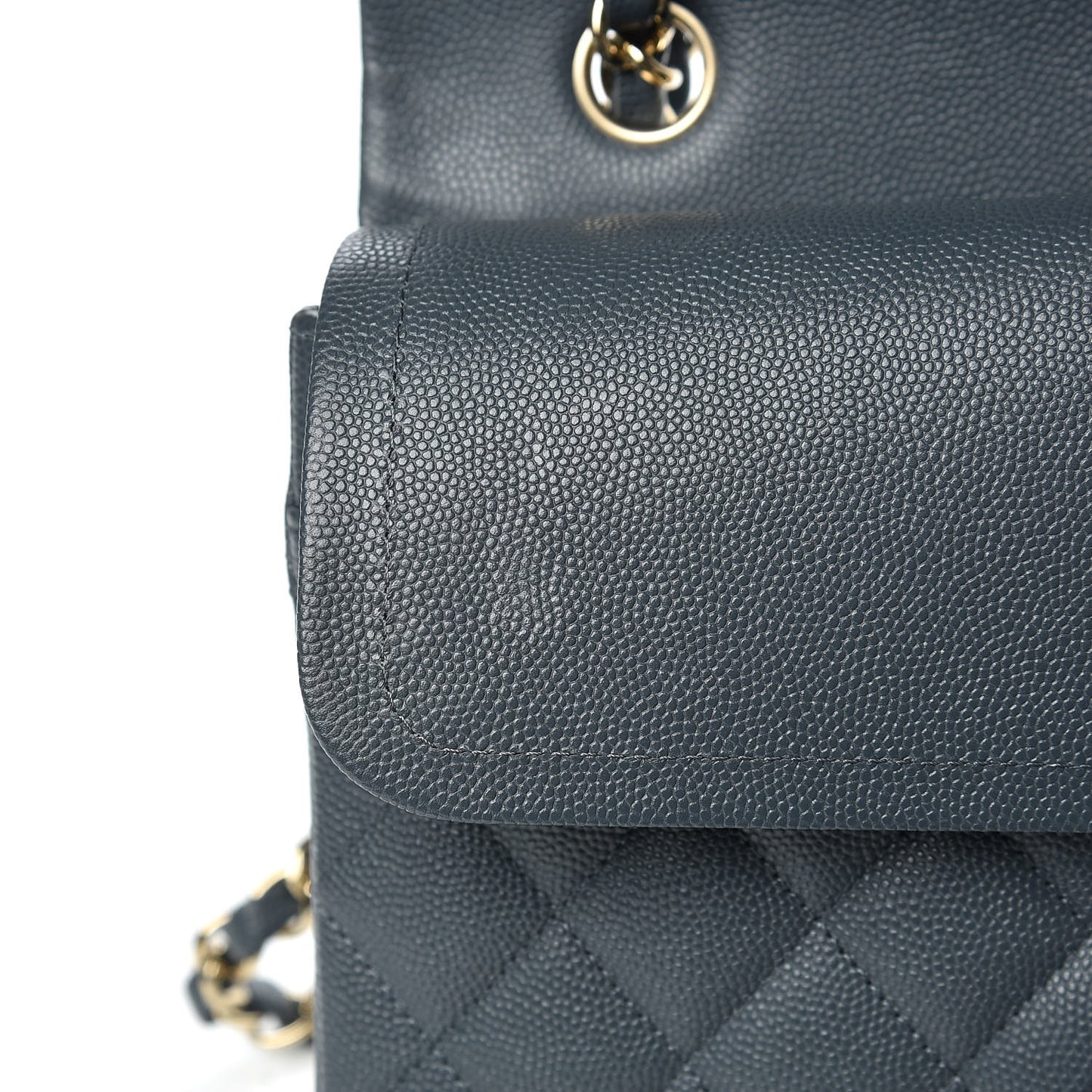 Caviar Quilted Medium Double Flap Dark Grey