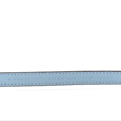 Gucci Patent Double G Thin Belt  85 34  Blue 5 of 5