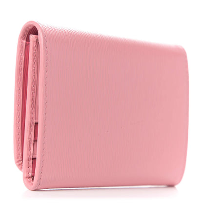Prada Vitello Move Bi-Color Tri-Fold Compact Wallet Petalo Peonia 2 of 5