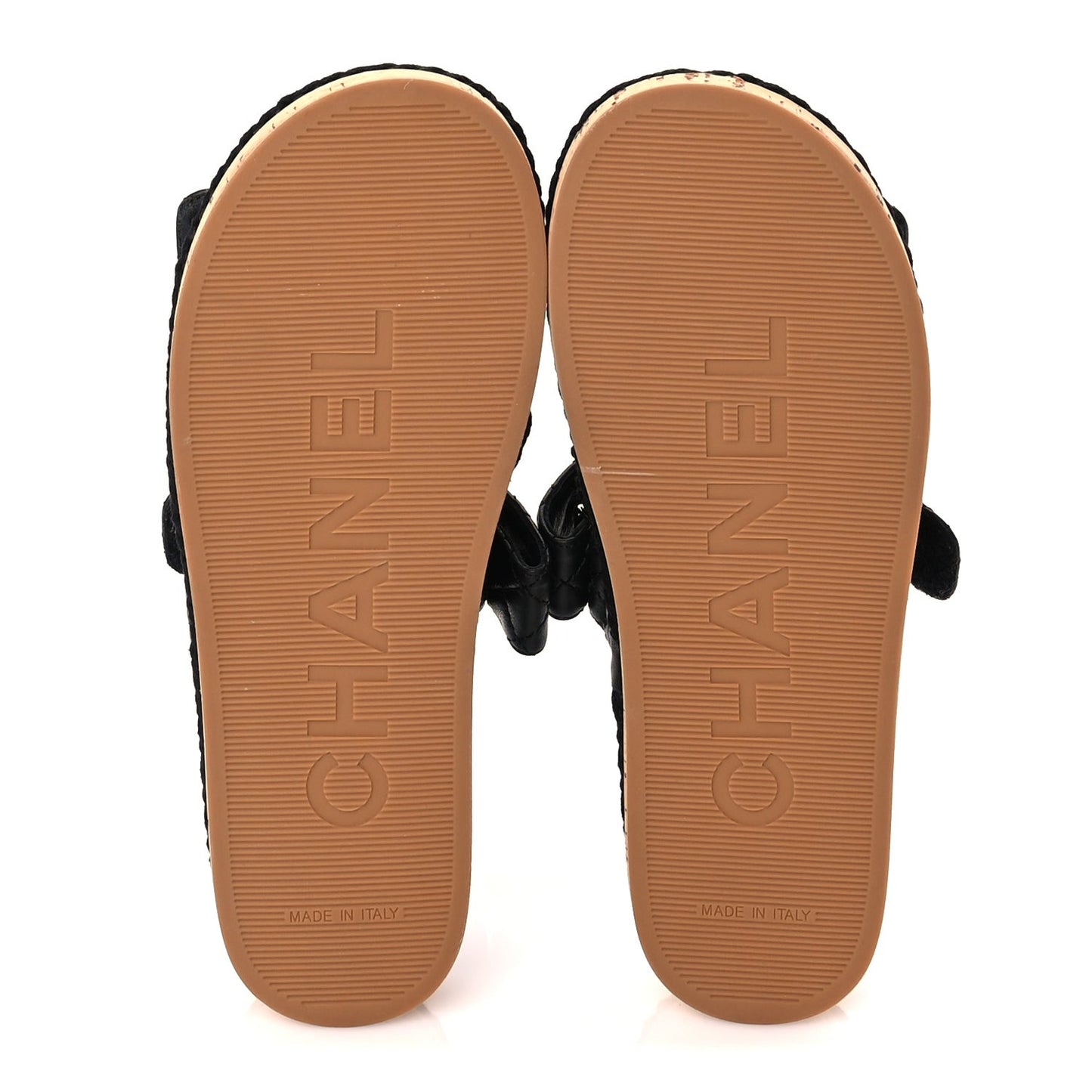 Cord Lambskin Quilted Logo Mules 36  Black