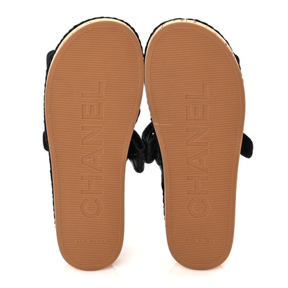 Chanel Cord Lambskin Quilted Logo Mules 36  Black 6 of 8