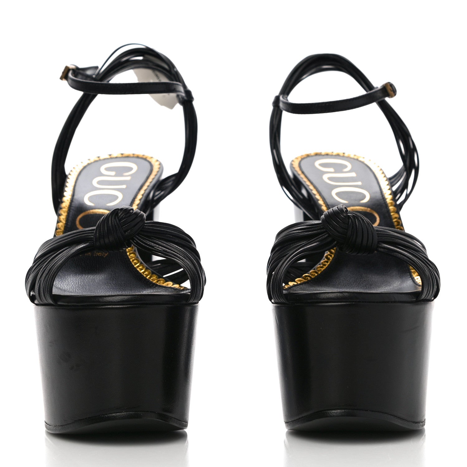 Gucci Malaga Kid Crawford Knotted Strap Platform Sandals 38.5 Black 2 of 12