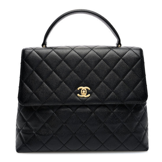 Caviar Quilted Jumbo Kelly Flap  Black