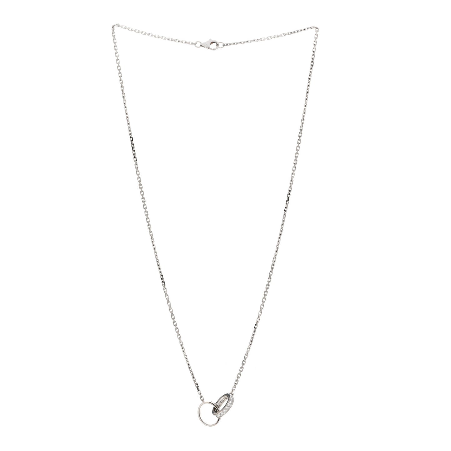 18K White Gold Diamond Interlocking LOVE Necklace