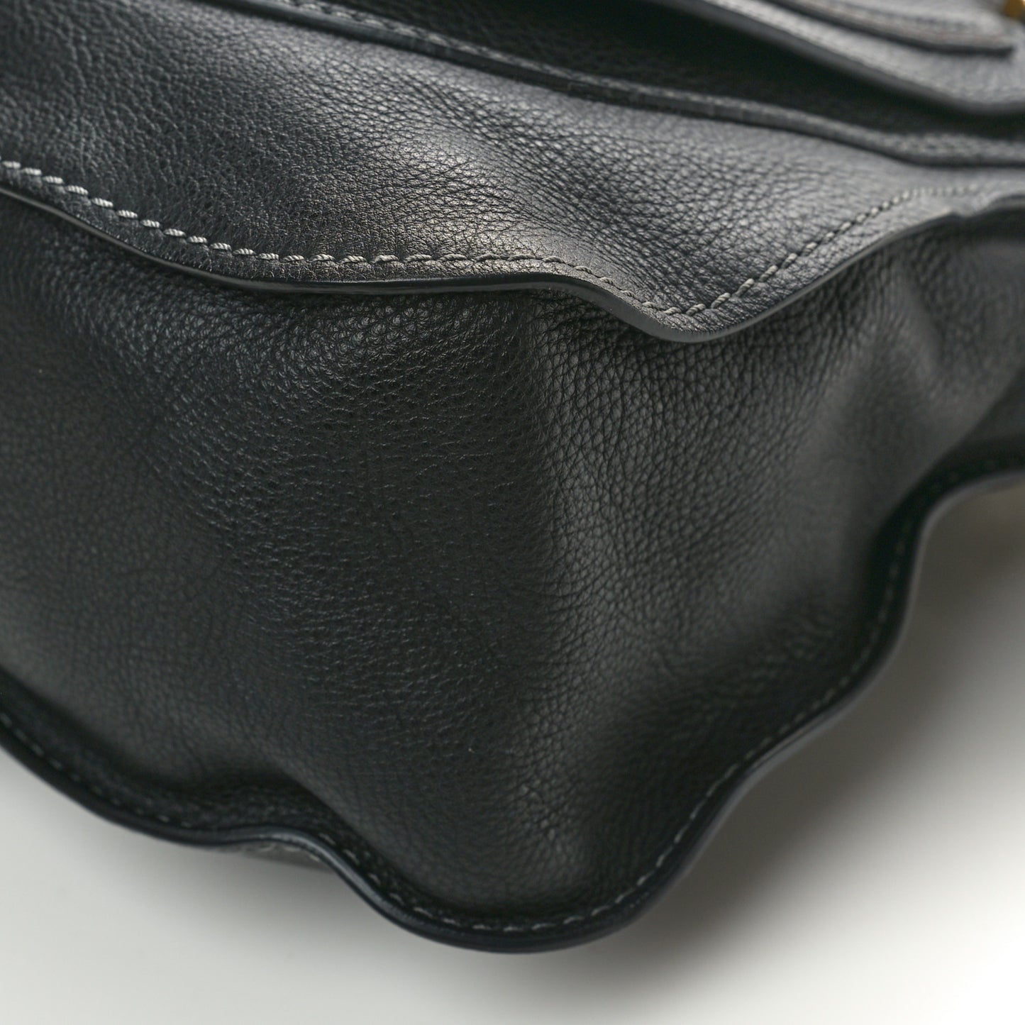 Calfskin Medium Marcie Satchel Black