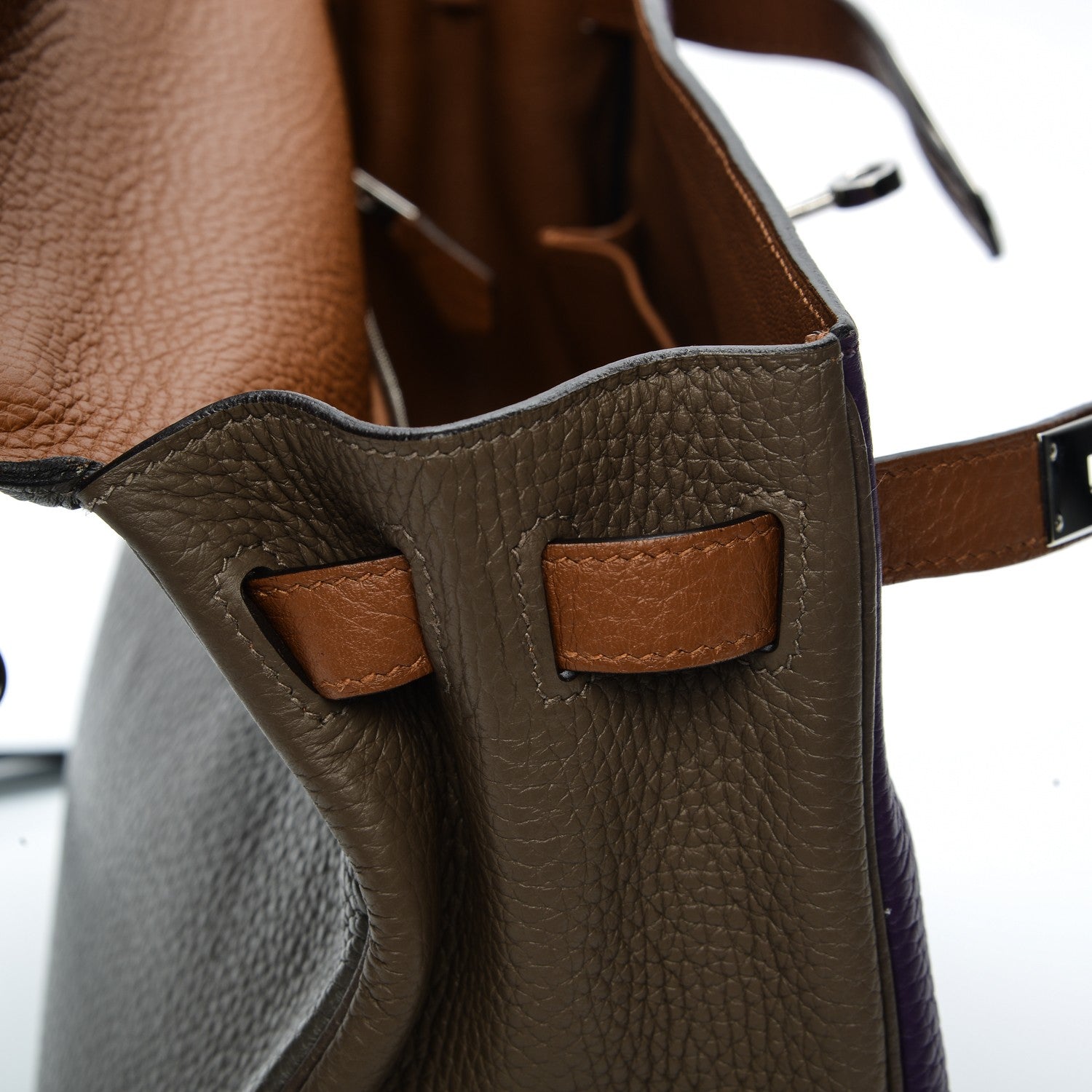 Hermes Taurillon Clemence Arlequin Kelly Retourne 32 Ultraviolet Etain 21 of 30