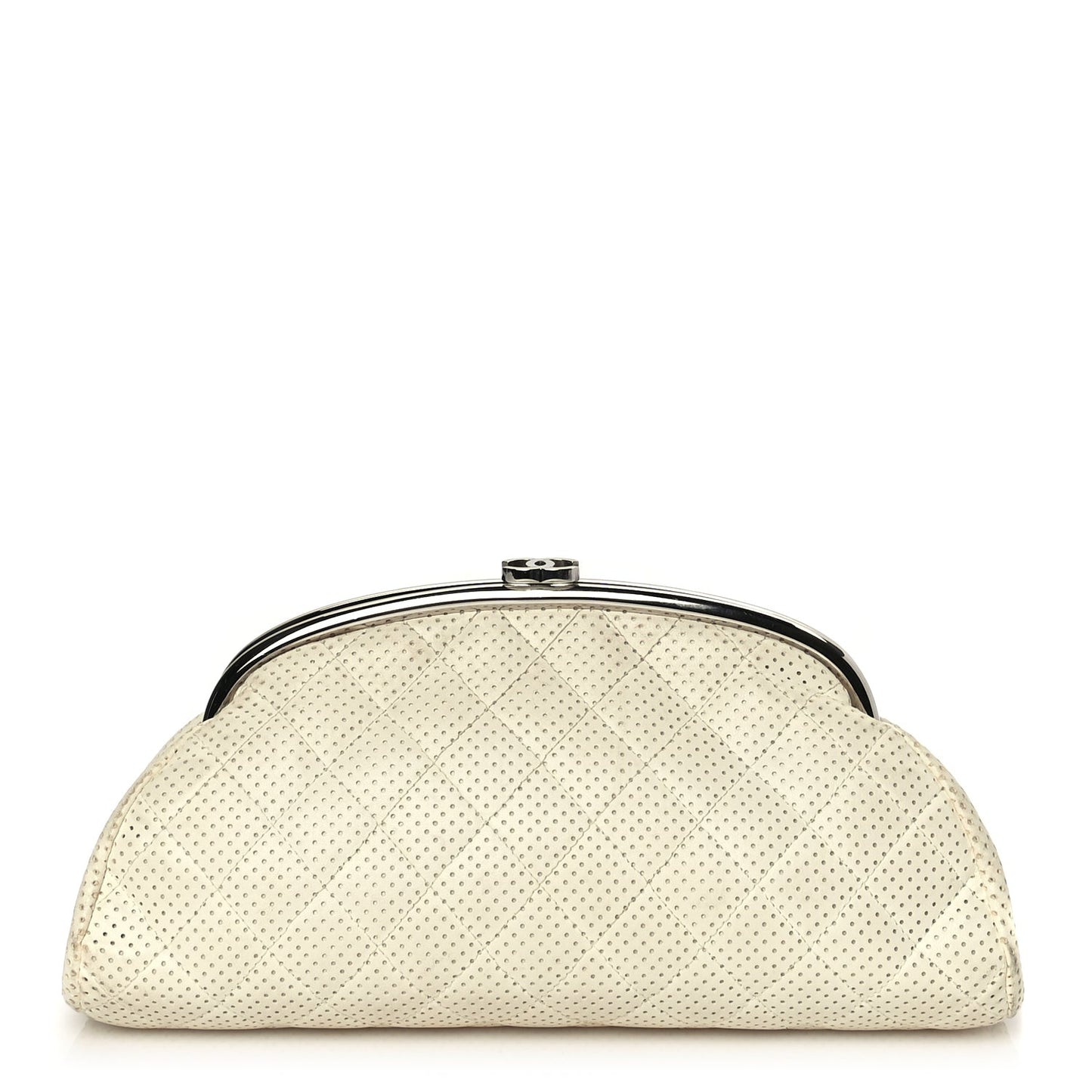 Lambskin Perforated Timeless Clutch White