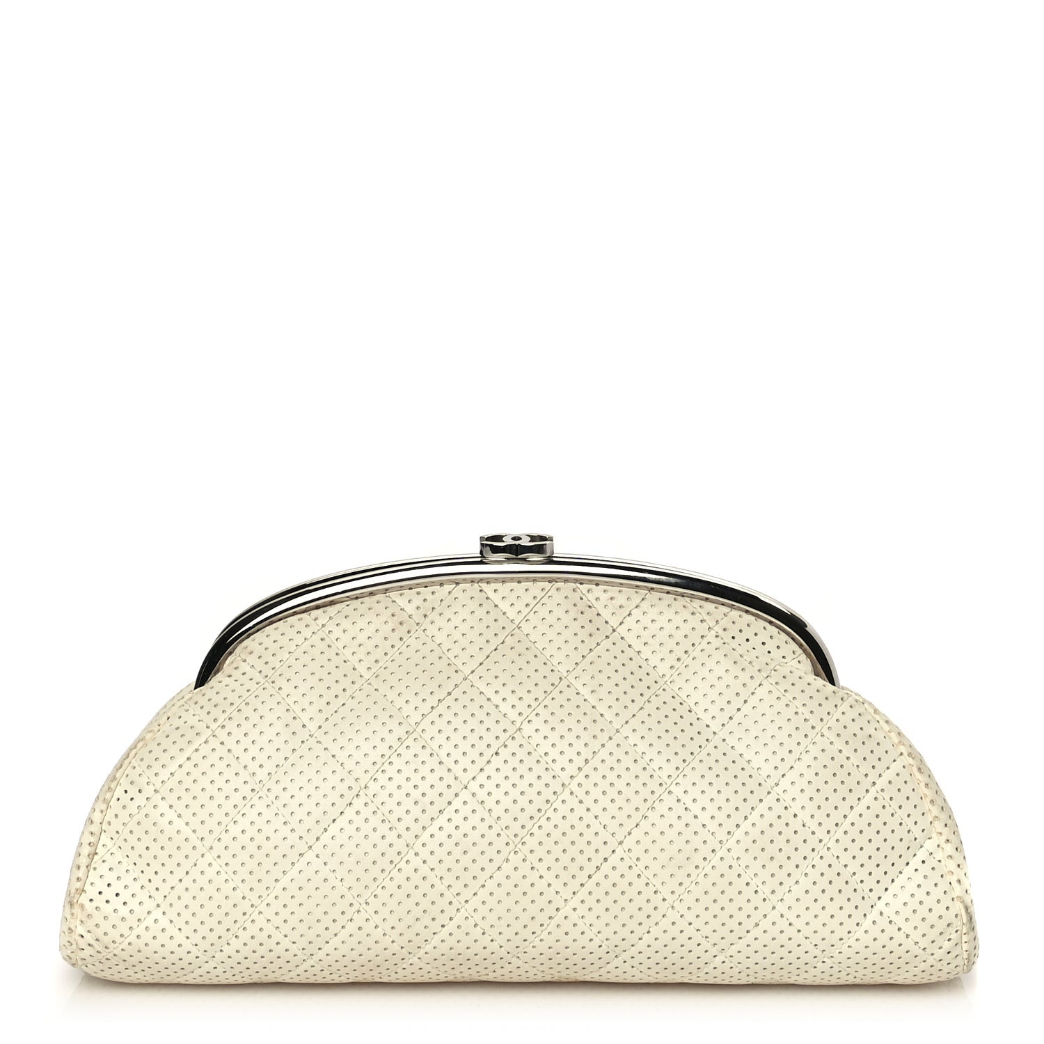 Chanel Lambskin Perforated Timeless Clutch White 1 of 9